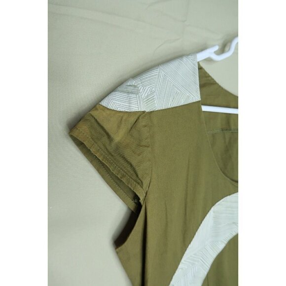 Skunkfunk Sheath Dress Asymmetrical Olive Green Organic Cotton Womens Size 4 - Picture 7 of 10